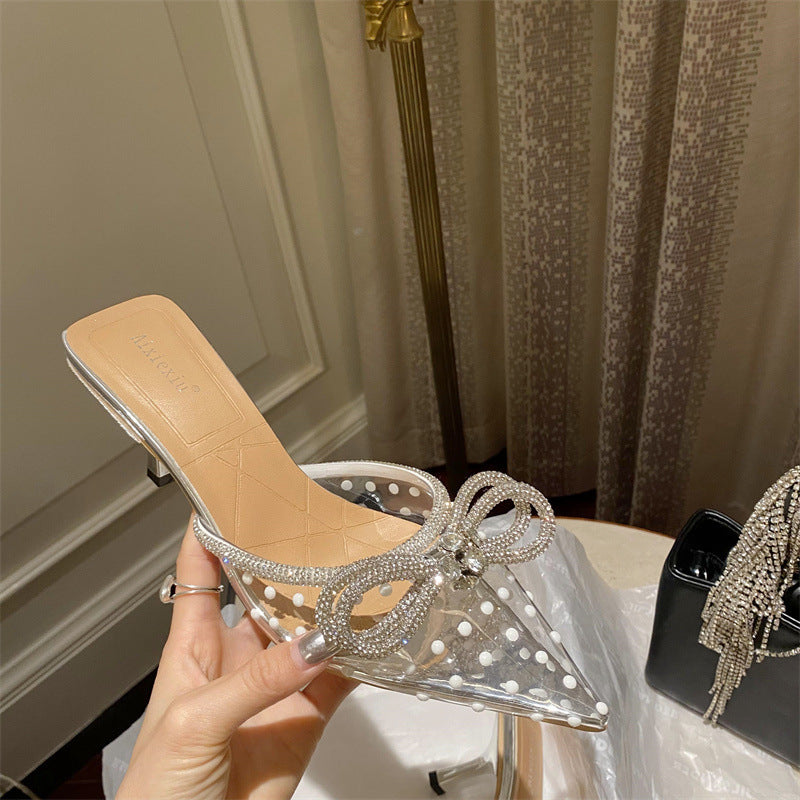 Transparent Crystal Shoes Women's Fashion Rhinestone Design Sense Sandals And Slippers