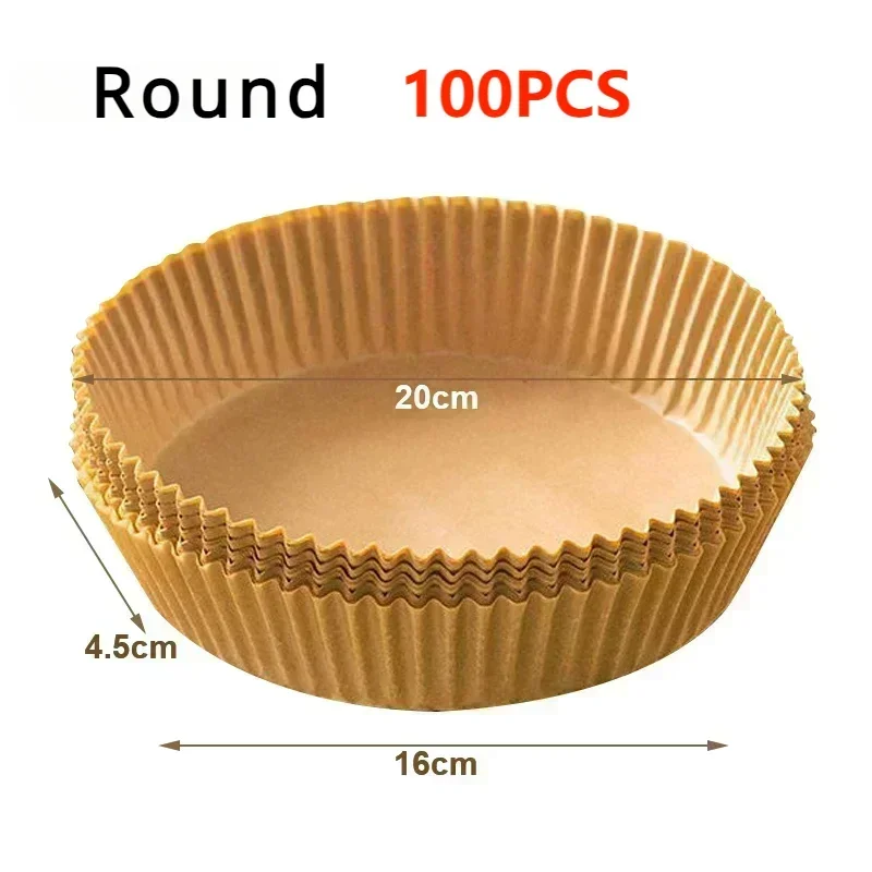 50pcs Air Fryer Paper Grease Absorbent Paper For Household Baking Pans With Thickened Silicone Paper Pads