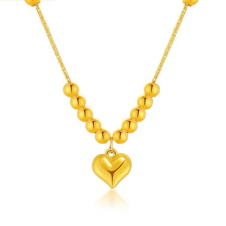 Gold Yellow Love Golden Balls All-match Necklace