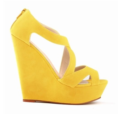 Large size high heels waterproof platform slope OL nightclub hollow women's sandals
