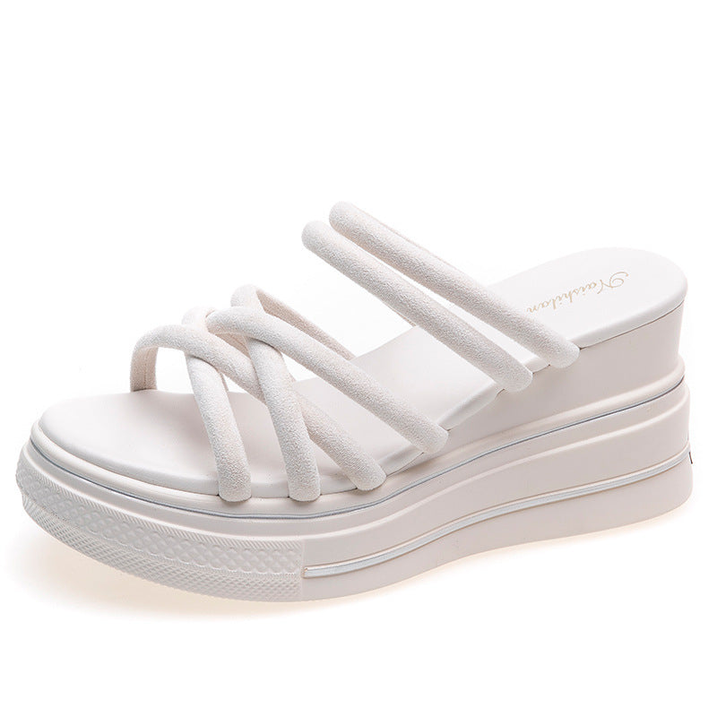 Women's Fashion Casual Thick Bottom One Word Sandals