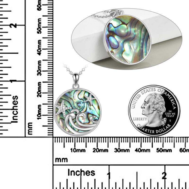 Sterling Silver Ocean Wave Abalone Shellfish Necklace Starfish Pendant Ocean Jewelry