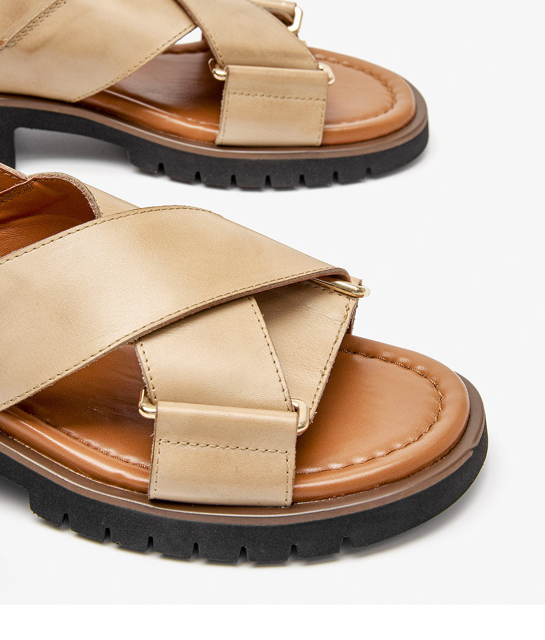 Women's Chunky Heel Retro Cross Strap Sandals