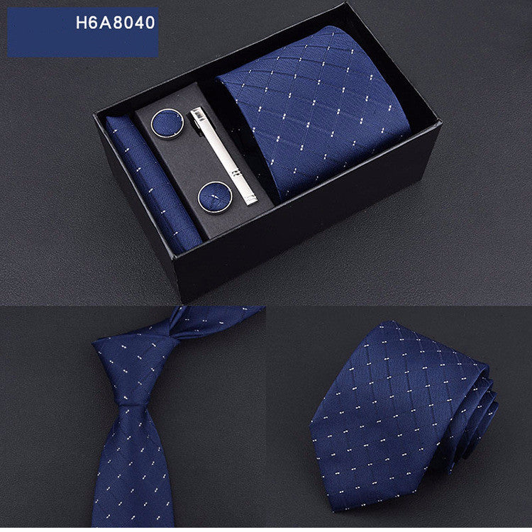 Business 8cm Striped Blue Black Tie