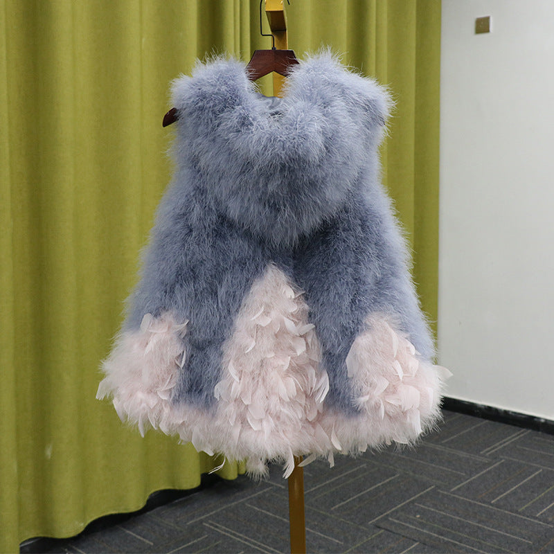 Women's Simple Ostrich Hair Lace Fur Vest