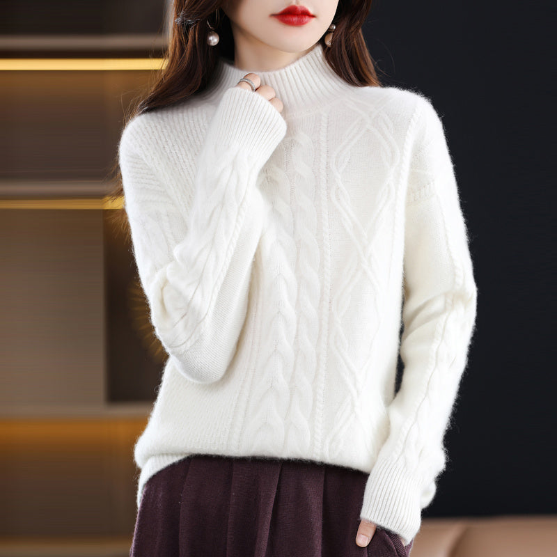 Women's Half Height Loose Pullover Knit Sweater Bottoming Shirt