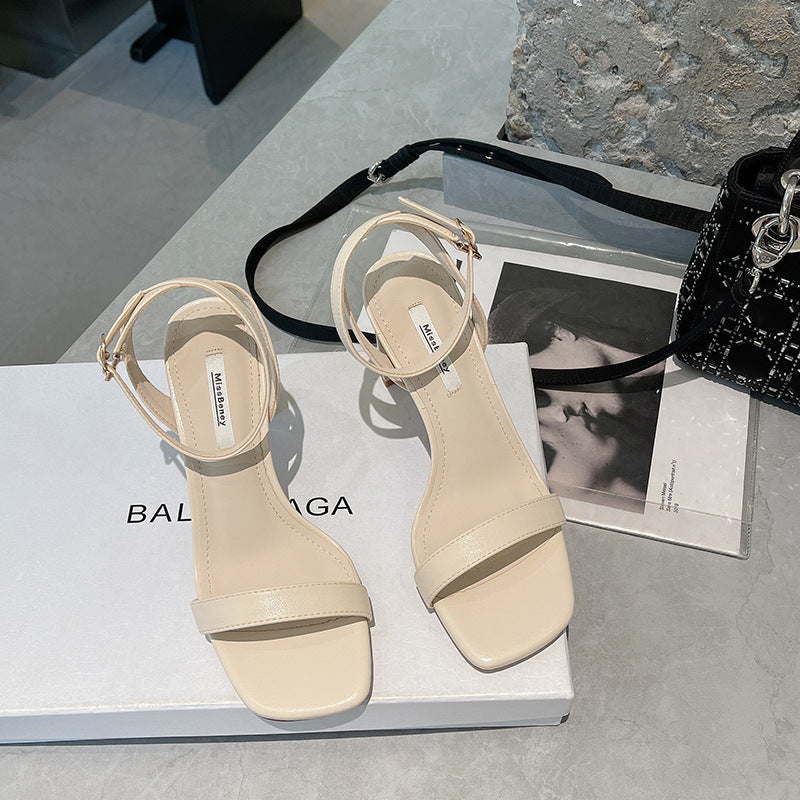 Block-heeled High-heeled Open-toe Sandals