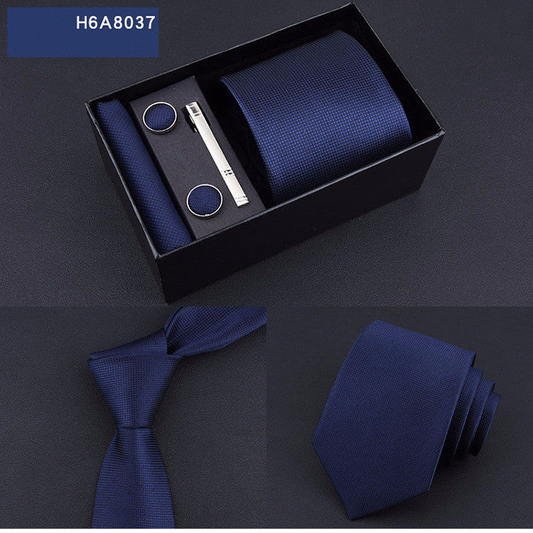 Business 8cm Striped Blue Black Tie