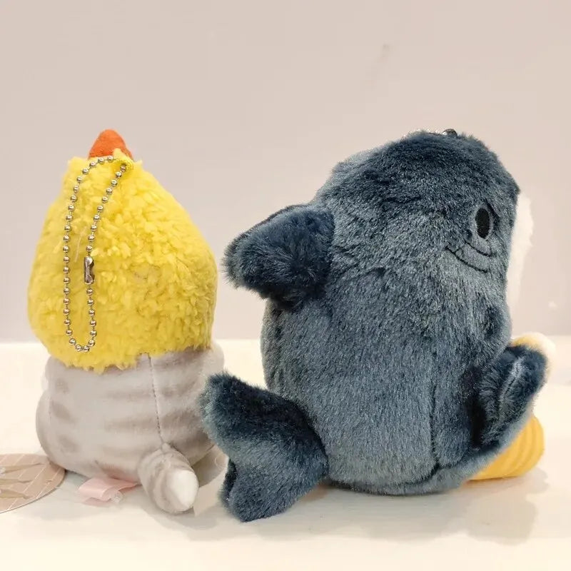 Kawaii Anime Hobby Tempura Fried Shrimp Shark Cat Plush Doll Keychain Cartoon Cute Pendant Backpack for Girlfriend Gift Christm