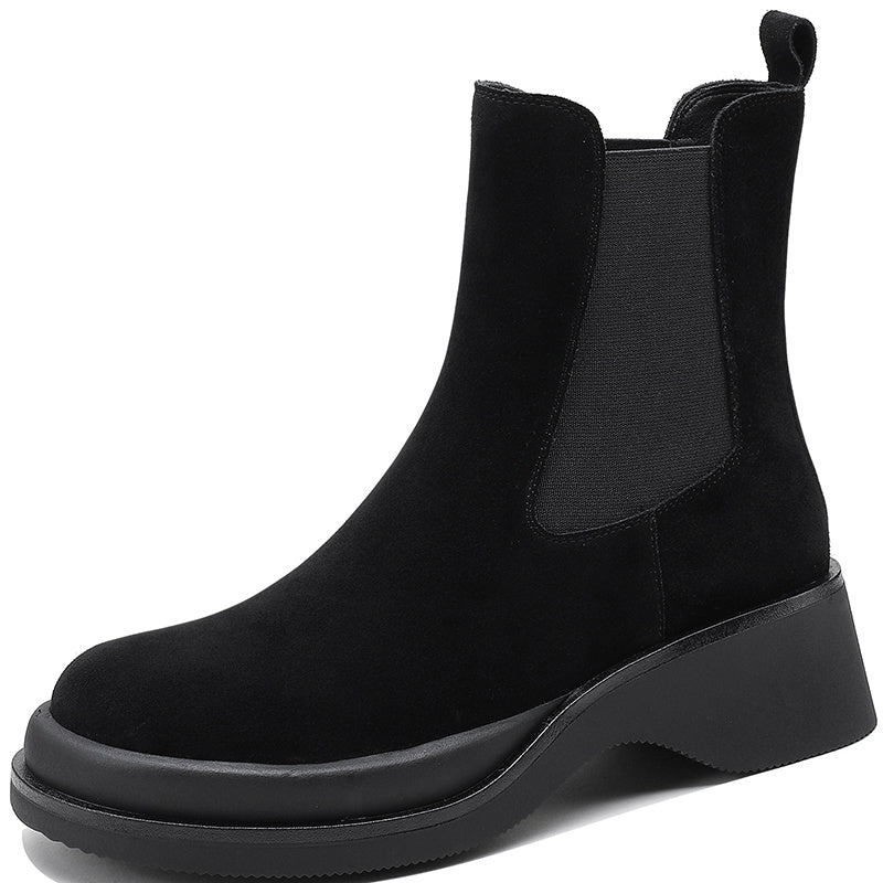 Women's Autumn Leather Muffin Platform Martin Boots Chimney Boots