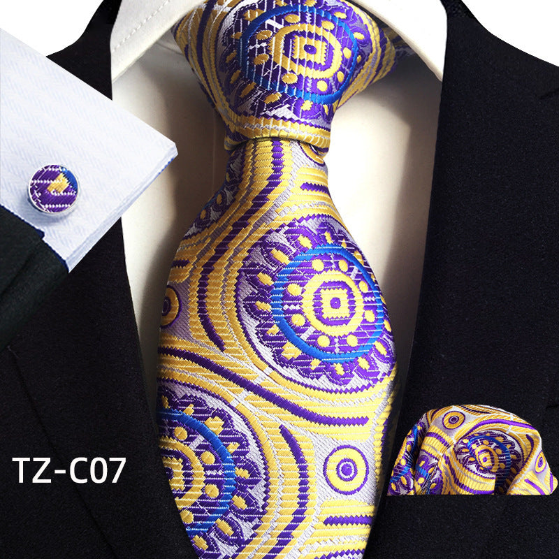 Waist Flower Men's Tie Pocket Towel Cuffs Three Piece Suit