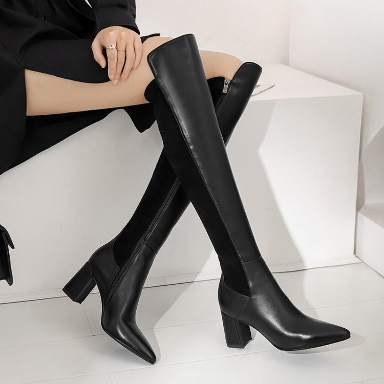 Women's Elastic Skinny Single Leather Women's Boots