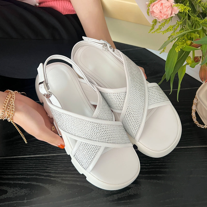 Women's Platform Heightening Rhinestone Sandals