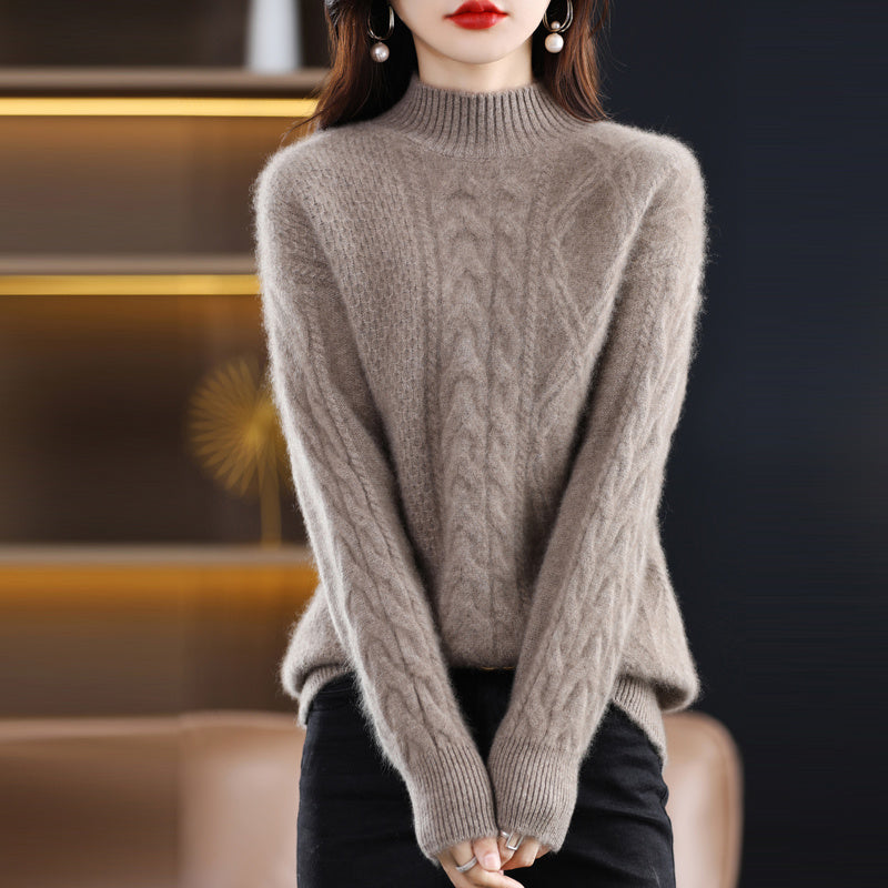 Women's Half Height Loose Pullover Knit Sweater Bottoming Shirt