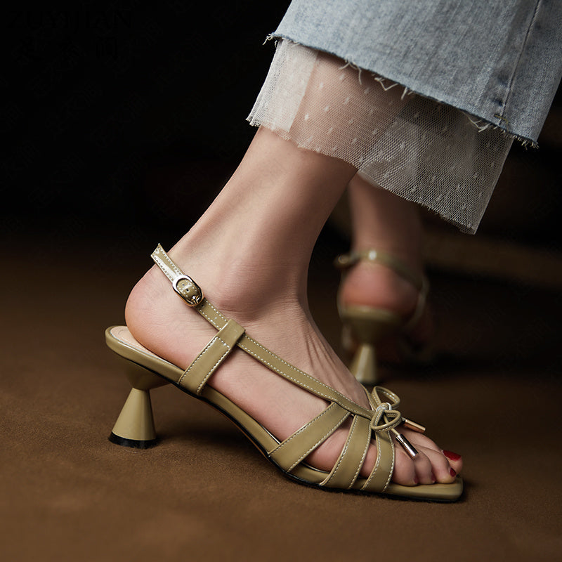 Women's Leather Sandals French Niche Design