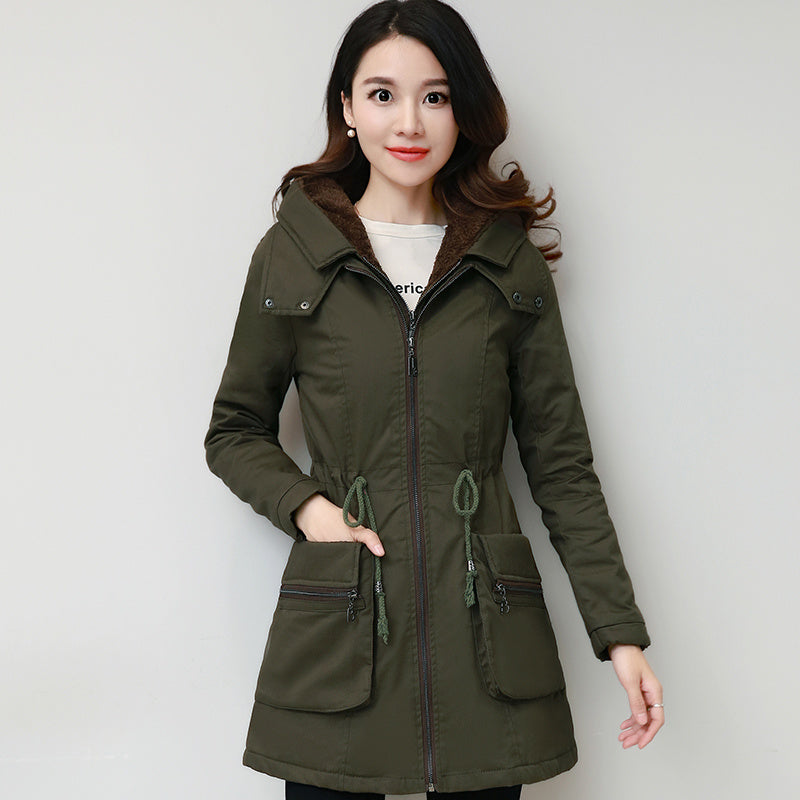 Fashion Women's Hooded Plus Fleece Cotton Coat
