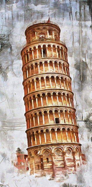 Bedroom Retro Golden Tower Landscape Canvas Painting
