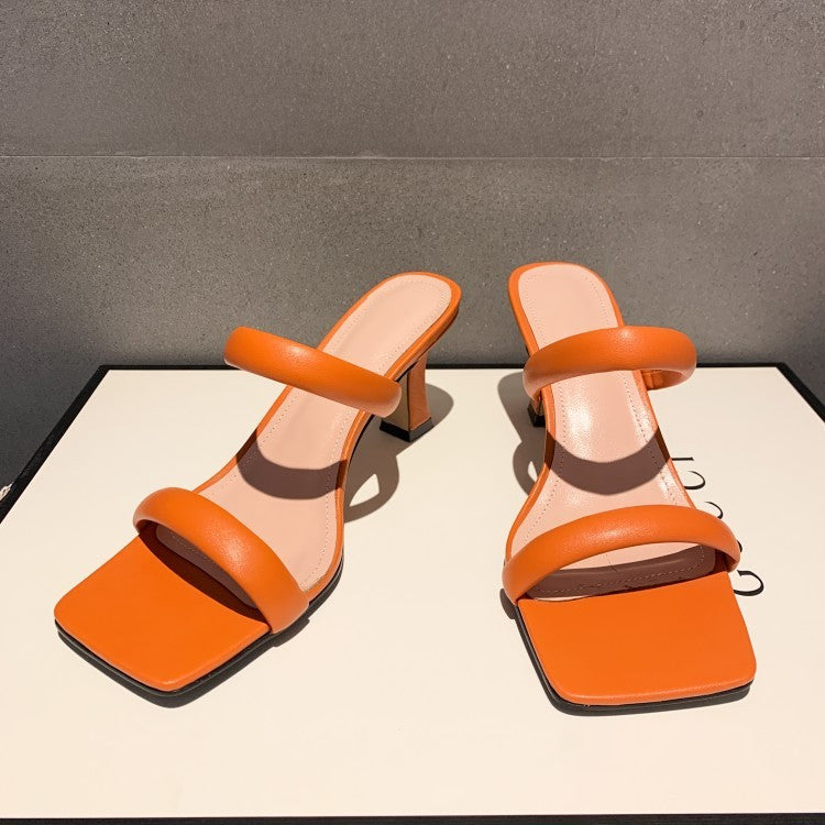 Ladies Simple Backspace High-heeled Slippers