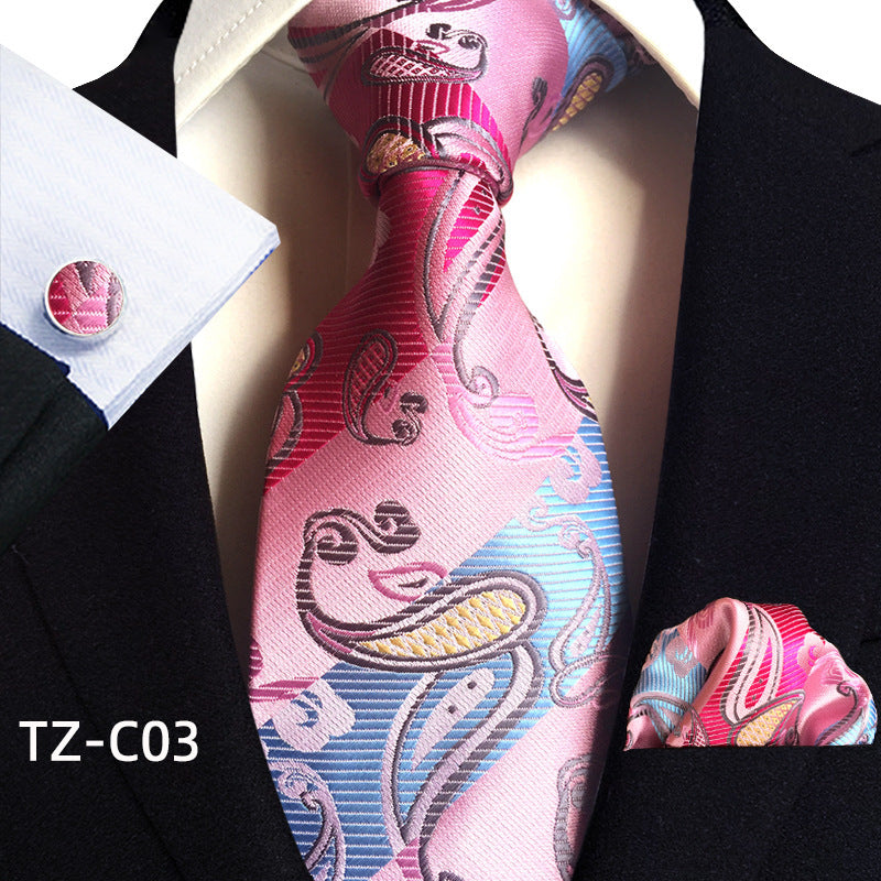 Waist Flower Men's Tie Pocket Towel Cuffs Three Piece Suit