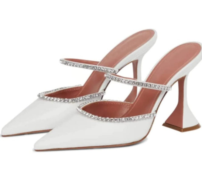 Women's Fashion Pointed Toe Rhinestone High-heeled Sandals