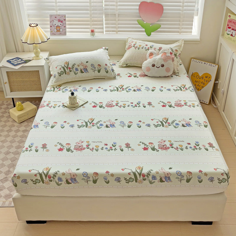 Brushed Single-layer Fitted Sheet Mattress Protective Cover