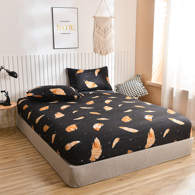 Brushed Printing Fitted Sheet Pillowcase Bedding