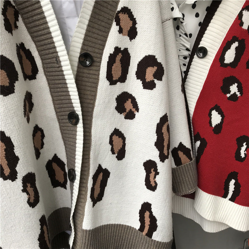 Knitted Leopard Sweater Women's Korean Version Thick