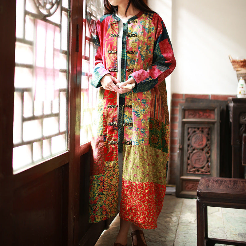 Vintage Chinoiserie Contrast Cotton And Linen Jacket