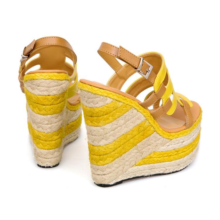 Straw Wedge Anti Slip Platform High Heel Platform Roman Sandals
