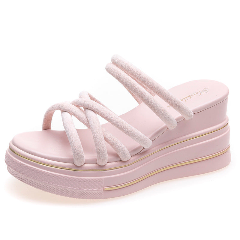 Women's Fashion Casual Thick Bottom One Word Sandals