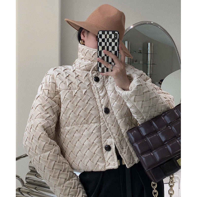 Fashionable Temperament Stand-collar Short Padded Jacket Women