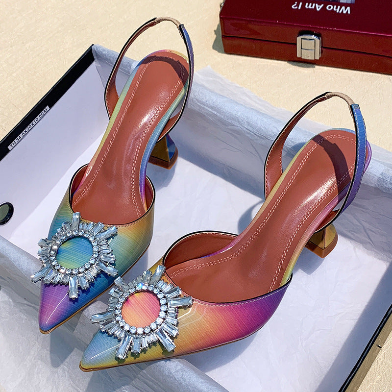 Gradient Color High Heels Sun Buckle Wine Glass Heel Women's Shoes