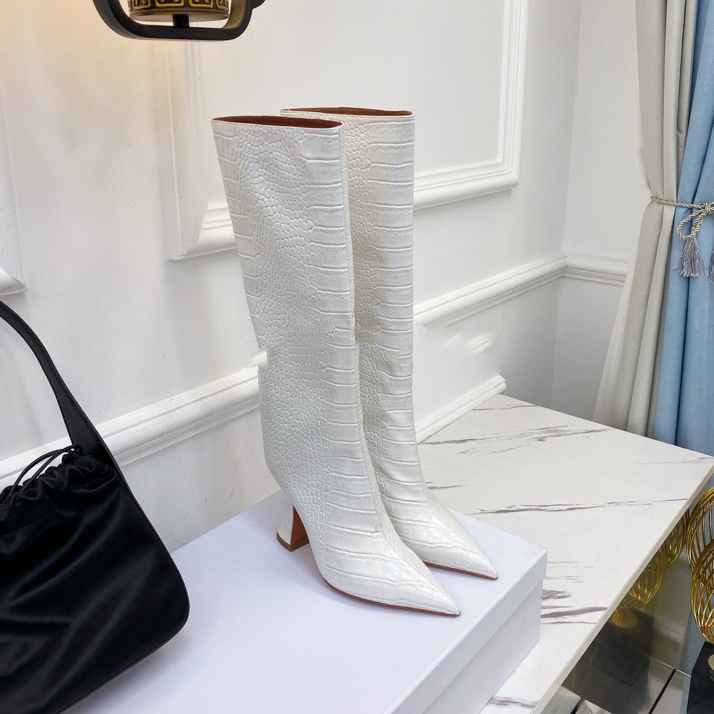 New Autumn And Winter Print High Heeled Boots