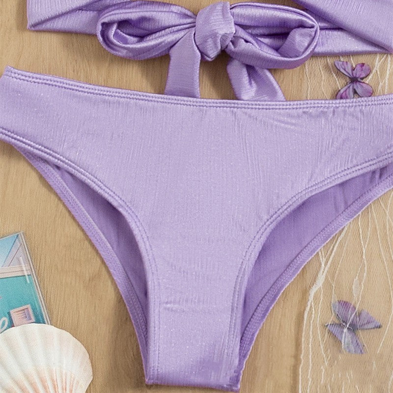 Three-piece Long Skirt Solid Color Lace-up Swimsuit