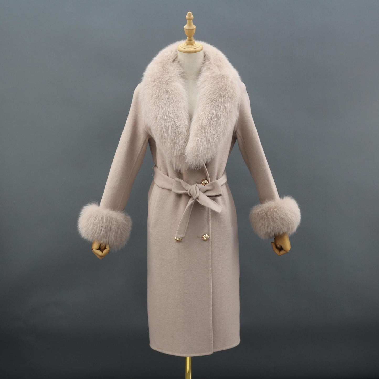 Fox Fur Leader Mouth Detachable Green Fruit Collar Double-sided Coat