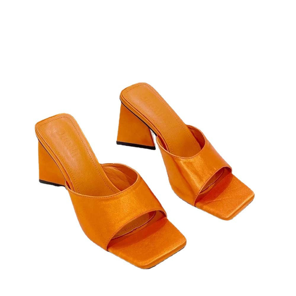 Women's High Heel Satin Fish Mouth Sandals