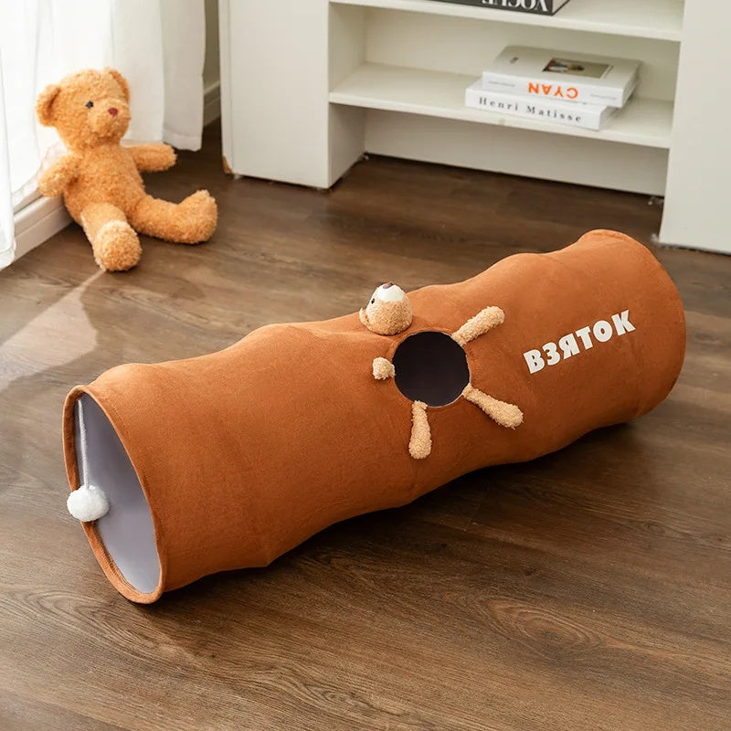 Cat Tunnel For Indoor Cats Collapsible Kitty Tunnel With Plush Ball Easy To Clean Cat Supplies