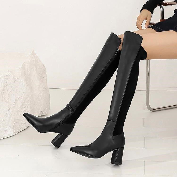 Women's Elastic Skinny Single Leather Women's Boots