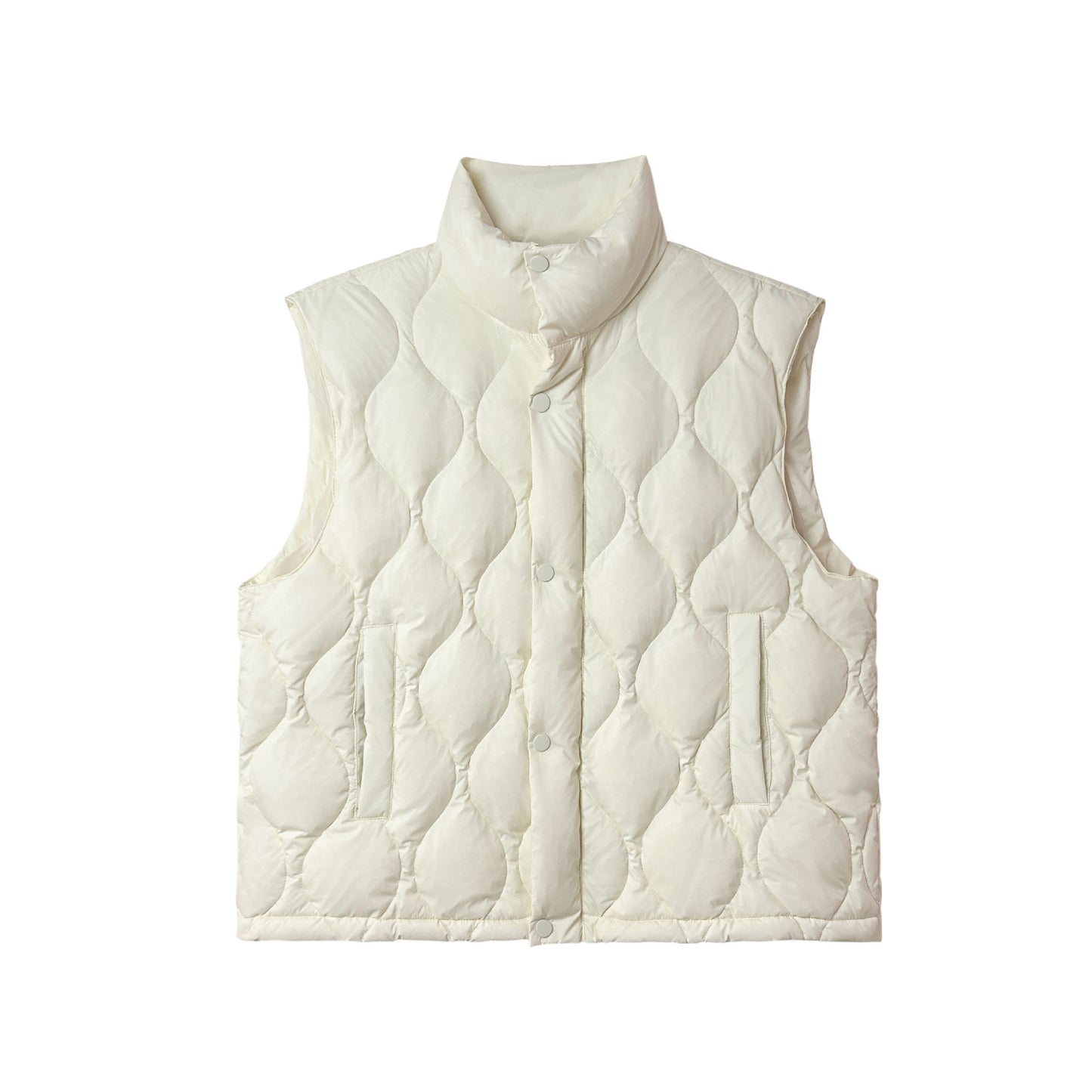 Women's Diamond Sleeveless Pocket Bandage Dress Down Jacket