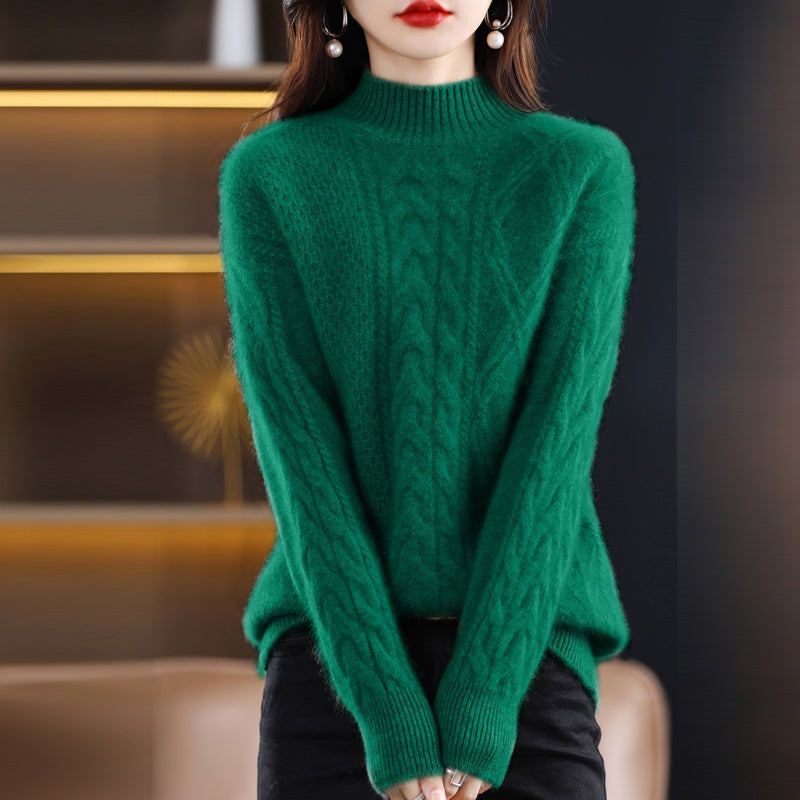 Women's Half Height Loose Pullover Knit Sweater Bottoming Shirt