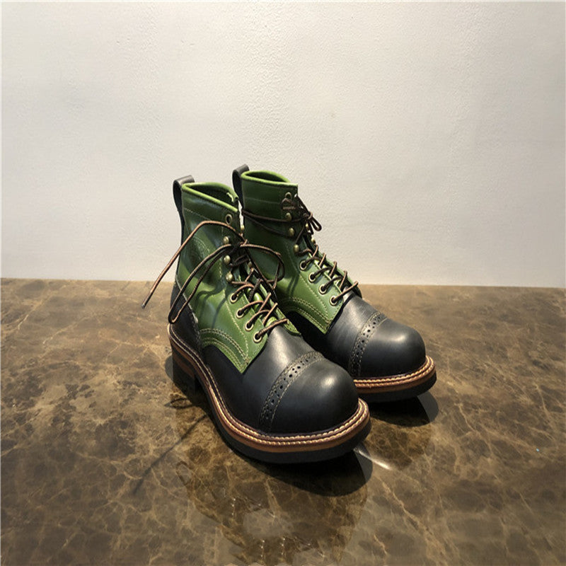 High-top Boots Leather All-match Mid-top Men's Shoes Trend