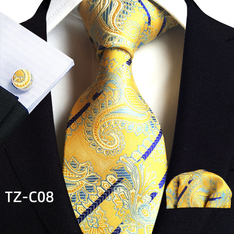 Waist Flower Men's Tie Pocket Towel Cuffs Three Piece Suit