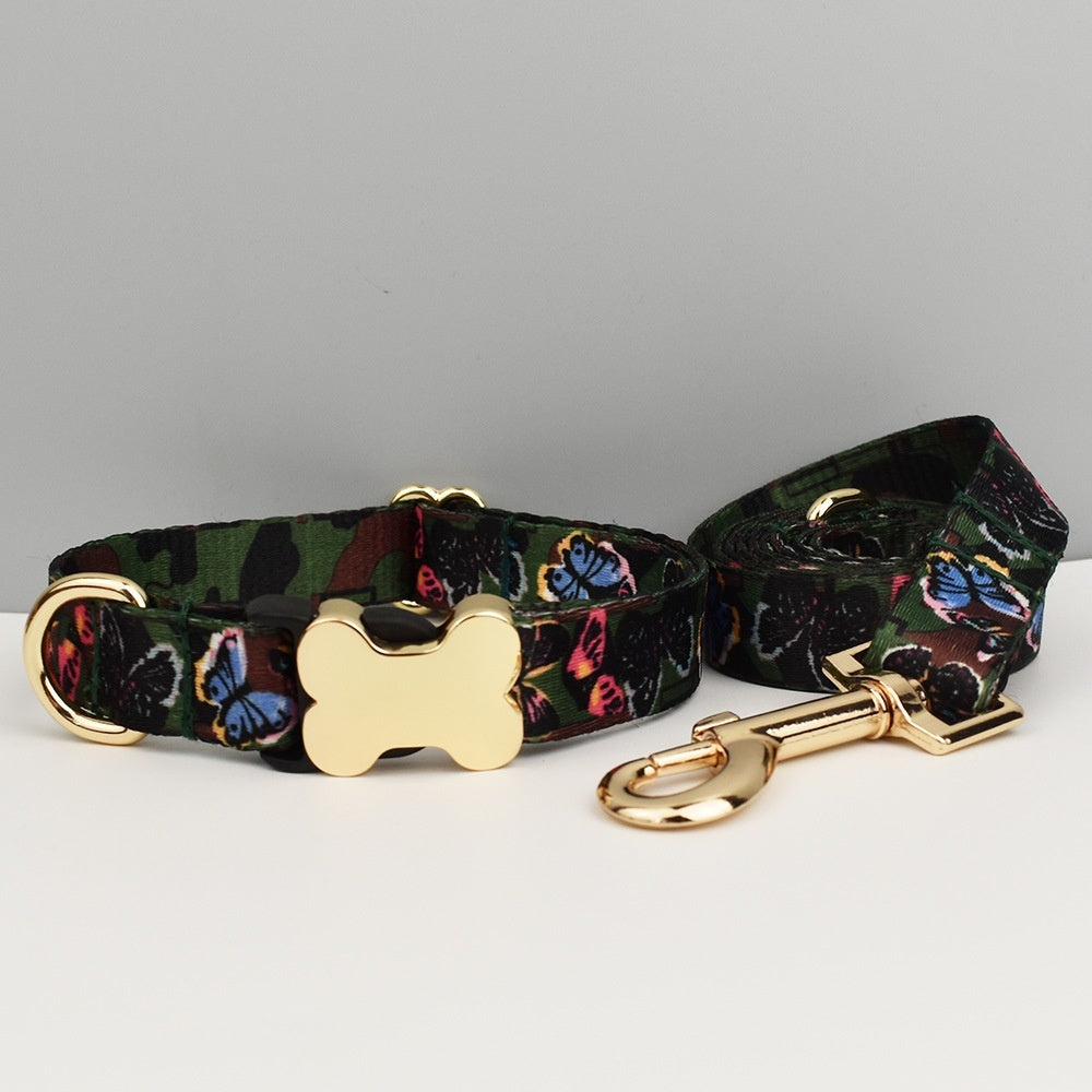 Ethnic Style Webbing Bone Buckle Printed Pet Collar