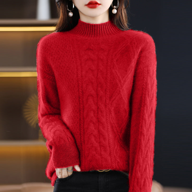 Women's Half Height Loose Pullover Knit Sweater Bottoming Shirt