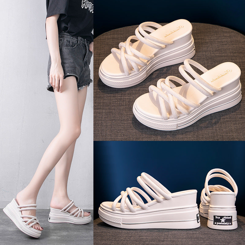 Women's Fashion Casual Thick Bottom One Word Sandals