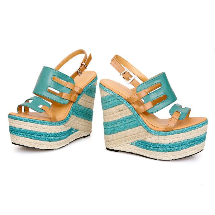 Straw Wedge Anti Slip Platform High Heel Platform Roman Sandals