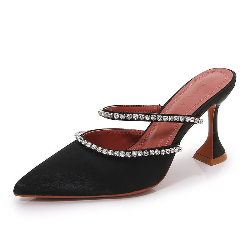 Women's Fashion Pointed Toe Rhinestone High-heeled Sandals