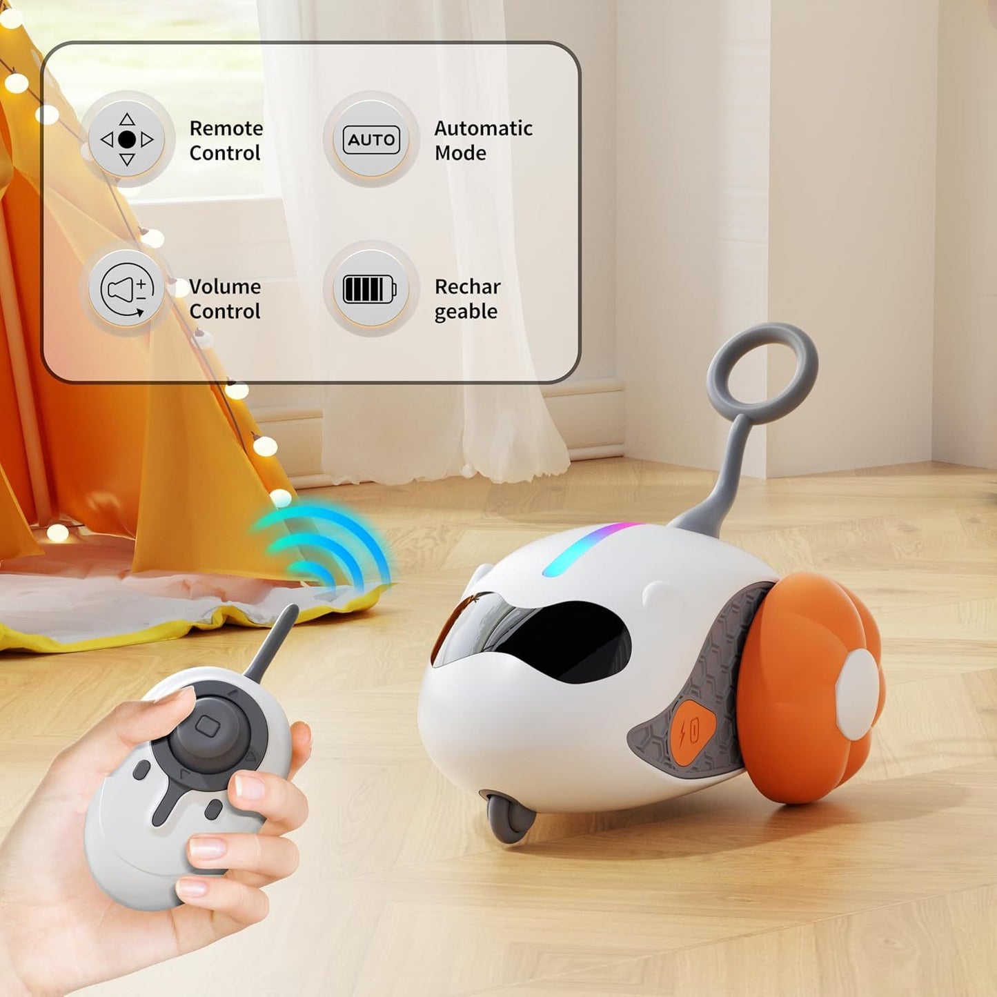 Interactive Cat Toys For Indoor Cats With Upgraded Rechargeable Joystick Remote Control Smart Automatic Moving Cat Toys With Kitten Toys For All Breeds Of Bored Cat Exercise-Blue