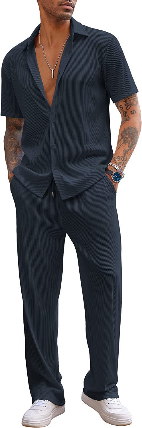 Solid Color Short-sleeved Trousers Loose Leisure Suit