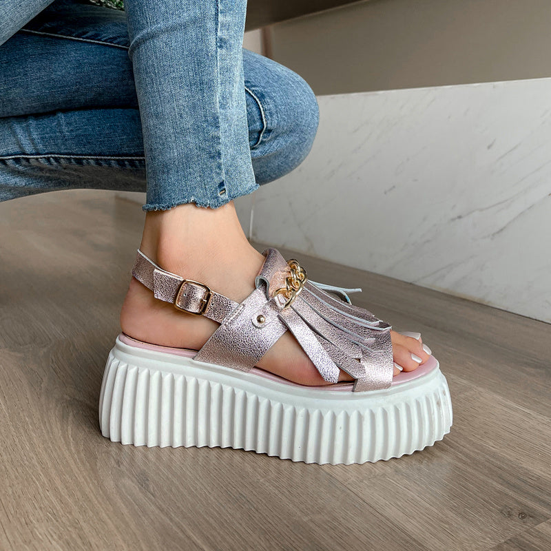 Women's Thick-soled Sandals With Small Height Increasing Tassels Summer